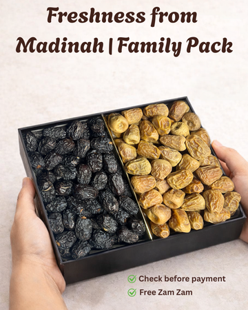 Fresh 2 Kg Dates Madina Family With Free 2 Bottle Abe Zam Zam