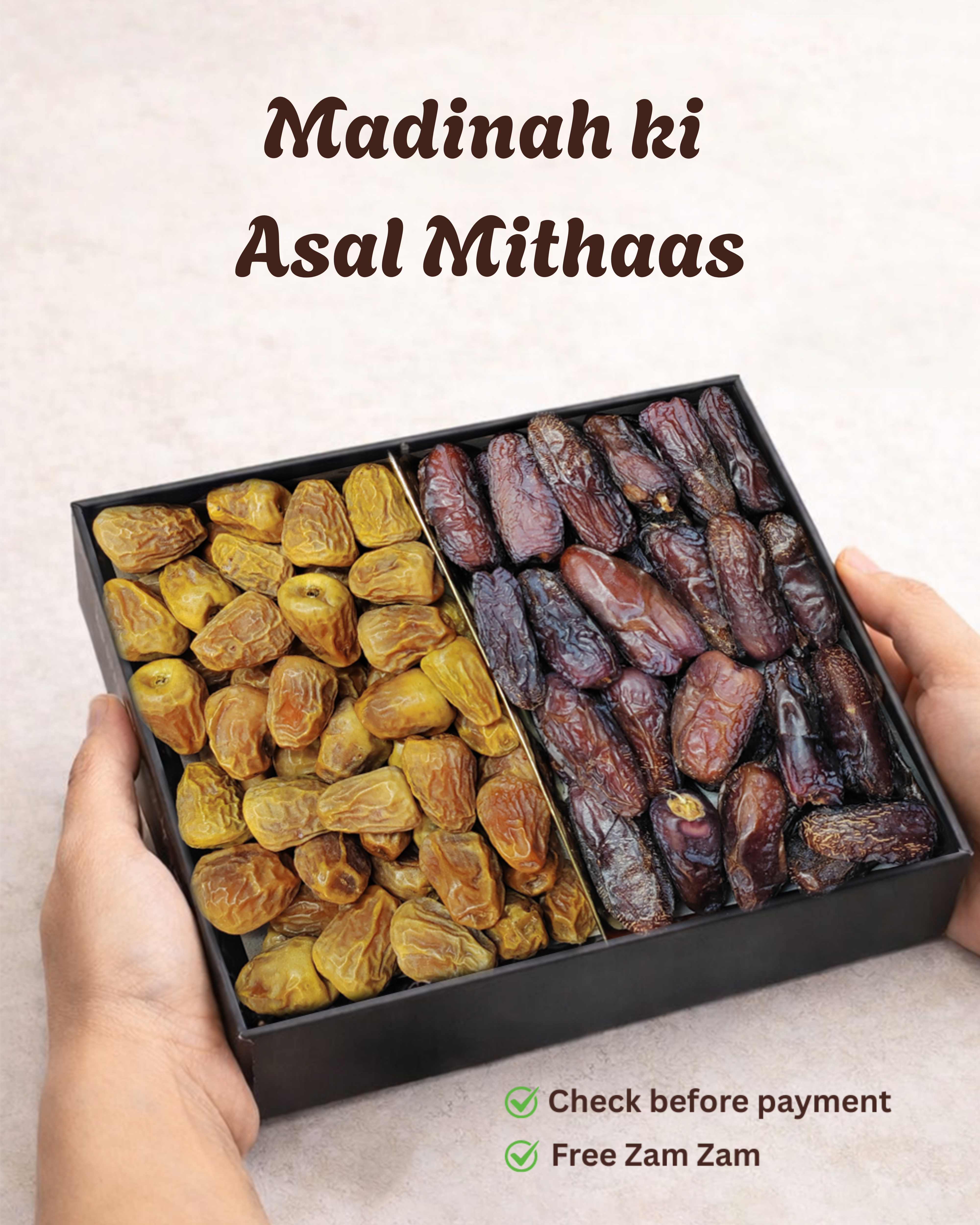 Fresh 2 Kg Madinah Ki Asal Mithaas With Free 2 Bottle Abe Zam Zam