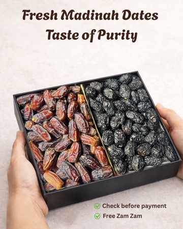 Fresh 2 Kg Madinah Dates Taste of Purity With Free 2 Bottle Abe Zam Zam